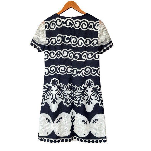 J Crew Ornate Lace Shift Dress Navy Blue White Womens Size 4 E9490 - Picture 11 of 12